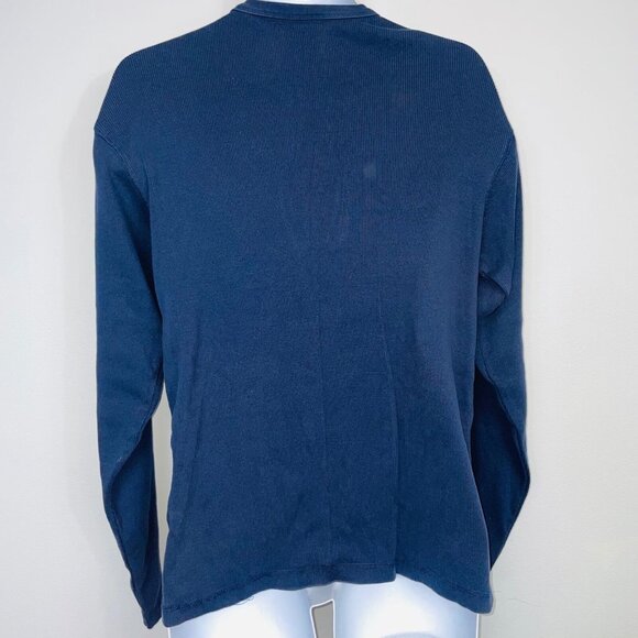 Vintage Old Navy Mens L Shirt Blue Thermal Waffle Weave Long Sleeve Logo Pullove - Picture 6 of 10